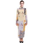Seamless Pattern Cute Cat Cartoons Turtleneck Maxi Dress