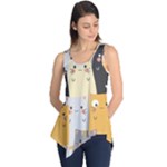 Seamless Pattern Cute Cat Cartoons Sleeveless Tunic