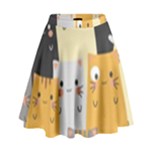 Seamless Pattern Cute Cat Cartoons High Waist Skirt