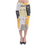 Seamless Pattern Cute Cat Cartoons Midi Pencil Skirt