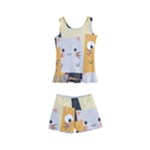 Seamless Pattern Cute Cat Cartoons Kids  Boyleg Swimsuit