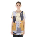 Seamless Pattern Cute Cat Cartoons Skirt Hem Sports Top