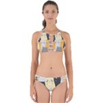 Seamless Pattern Cute Cat Cartoons Perfectly Cut Out Bikini Set