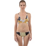 Seamless Pattern Cute Cat Cartoons Wrap Around Bikini Set