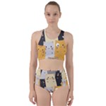 Seamless Pattern Cute Cat Cartoons Racer Back Bikini Set