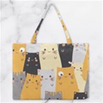 Seamless Pattern Cute Cat Cartoons Zipper Medium Tote Bag