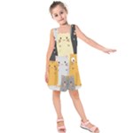 Seamless Pattern Cute Cat Cartoons Kids  Sleeveless Dress