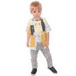 Seamless Pattern Cute Cat Cartoons Kids  Raglan T-Shirt