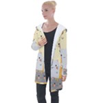 Seamless Pattern Cute Cat Cartoons Longline Hooded Cardigan