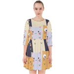 Seamless Pattern Cute Cat Cartoons Smock Dress