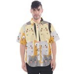 Seamless Pattern Cute Cat Cartoons Men s Short Sleeve Shirt
