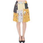Seamless Pattern Cute Cat Cartoons Velvet High Waist Skirt