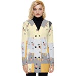Seamless Pattern Cute Cat Cartoons Button Up Hooded Coat 