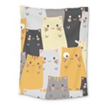 Seamless Pattern Cute Cat Cartoons Medium Tapestry
