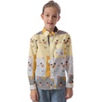 Seamless Pattern Cute Cat Cartoons Kids  Long Sleeve Shirt