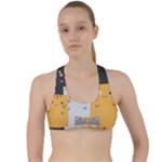 Seamless Pattern Cute Cat Cartoons Criss Cross Racerback Sports Bra
