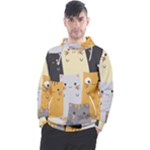 Seamless Pattern Cute Cat Cartoons Men s Pullover Hoodie