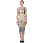 Seamless Pattern Cute Cat Cartoons Sleeveless Pencil Dress