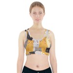 Seamless Pattern Cute Cat Cartoons Sports Bra With Pocket