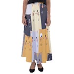 Seamless Pattern Cute Cat Cartoons Flared Maxi Skirt