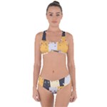Seamless Pattern Cute Cat Cartoons Criss Cross Bikini Set