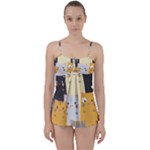 Seamless Pattern Cute Cat Cartoons Babydoll Tankini Set