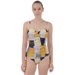 Seamless Pattern Cute Cat Cartoons Sweetheart Tankini Set