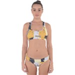 Seamless Pattern Cute Cat Cartoons Cross Back Hipster Bikini Set