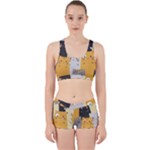 Seamless Pattern Cute Cat Cartoons Work It Out Gym Set