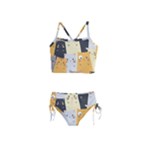 Seamless Pattern Cute Cat Cartoons Girls  Tankini Swimsuit