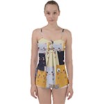 Seamless Pattern Cute Cat Cartoons Babydoll Tankini Top