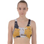 Seamless Pattern Cute Cat Cartoons Back Weave Sports Bra