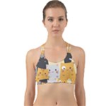 Seamless Pattern Cute Cat Cartoons Back Web Sports Bra
