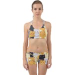 Seamless Pattern Cute Cat Cartoons Back Web Gym Set