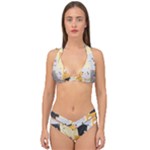 Seamless Pattern Cute Cat Cartoons Double Strap Halter Bikini Set