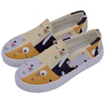 Seamless Pattern Cute Cat Cartoons Kids  Canvas Slip Ons