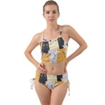 Seamless Pattern Cute Cat Cartoons Mini Tank Bikini Set