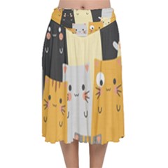 Velvet Flared Midi Skirt 