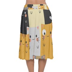 Velvet Flared Midi Skirt 