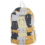 Seamless Pattern Cute Cat Cartoons Foldable Lightweight Backpack