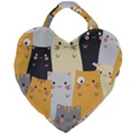 Seamless Pattern Cute Cat Cartoons Giant Heart Shaped Tote