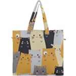 Seamless Pattern Cute Cat Cartoons Canvas Travel Bag