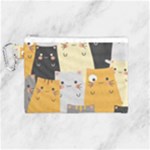 Seamless Pattern Cute Cat Cartoons Canvas Cosmetic Bag (Medium)