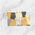Seamless Pattern Cute Cat Cartoons Canvas Cosmetic Bag (Small)