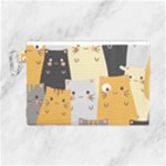 Seamless Pattern Cute Cat Cartoons Canvas Cosmetic Bag (Large)