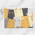 Seamless Pattern Cute Cat Cartoons Canvas Cosmetic Bag (XL)