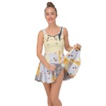 Seamless Pattern Cute Cat Cartoons Inside Out Casual Dress
