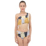 Seamless Pattern Cute Cat Cartoons Spliced Up Two Piece Swimsuit
