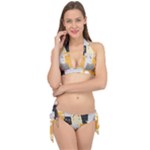 Seamless Pattern Cute Cat Cartoons Tie It Up Bikini Set