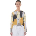 Seamless Pattern Cute Cat Cartoons Women s Slouchy Sweat